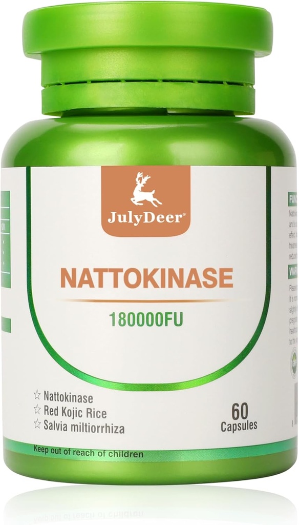 Nattokinase Συμπληρώματα 180, 000FU Ολόκληρο μπουκάλι 60 κάψουλες, 6, 000FU 2 κάψουλες Καθημερινή διατροφικά συμπληρώματα Συστηματικά ένζυμα Χορτοφαγικά Φιλικά για Καρδιαγγειακή και Περιστασιακή Υποστήριξη