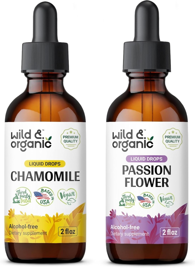 Άγρια & οργανικά χαμομήλι Βάμμα 2 fl oz & Passionflower Βάμμα 2 fl oz