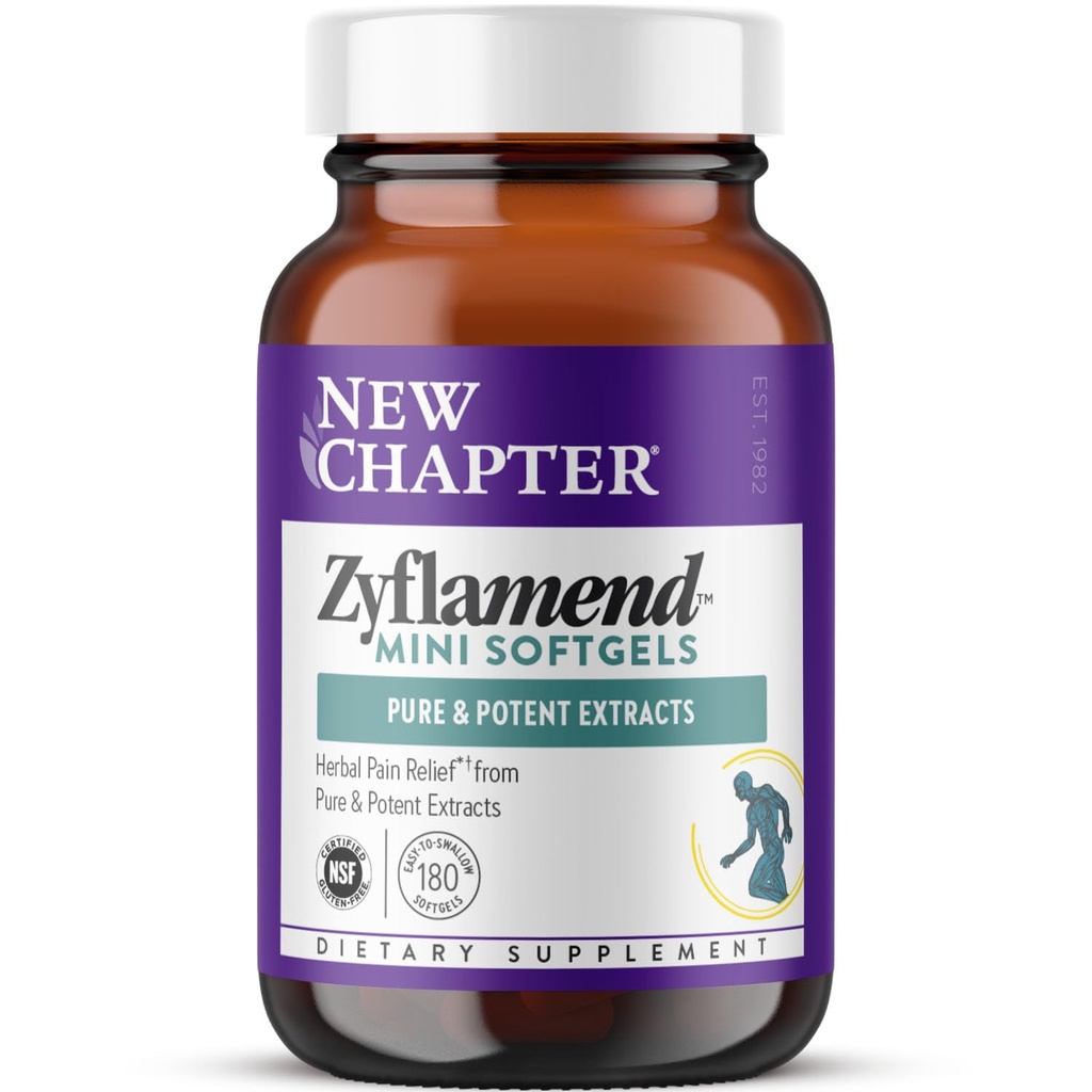 Νέο κεφάλαιο ZyflamendTM Mini Softgels, Multi-Herbal Pain Reliever+ Joint Supplement, 10-σε-1 Superfood Blend με Ginger & Turmeric για την υγιεινή αντίδραση φλεγμονής, Mini Soft Gels, 180 Count