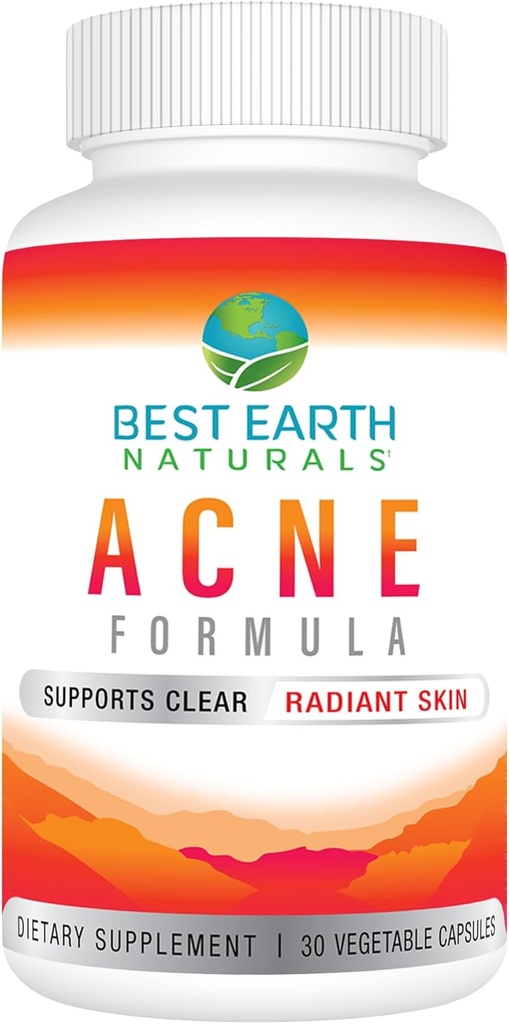Best Earth Naturals Clear Skin Acne Συμπληρώματα Υποστήριξης Κάψουλες - για την υποστήριξη του Υγιούς Δέρματος - 30 ημέρες προσφοράς