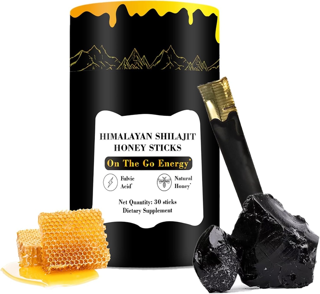 Shilajit Honey Sticks, 30 Sticks - Pure Himalayan Resin, Βιολογικό Μέλι & Saffron για την ενίσχυση της ενέργειας, ανοσοποιητική υποστήριξη & ζωτικότητα, SHILAJIT Honey Sticks για άνδρες και γυναίκες