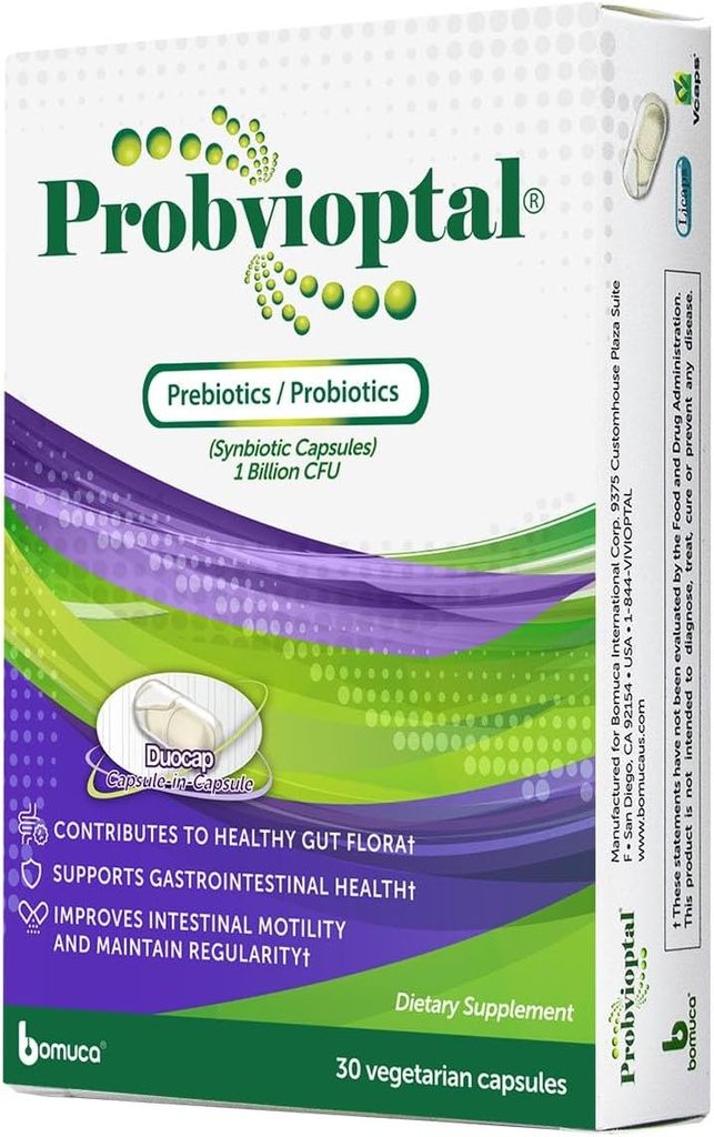 Probvioptal, 30 Κάψουλες (330 Μονάδες), Προβιοτικά & Πρεβιοτικά, Duocap, 1 δις CFU, Χωρίς γλουτένη