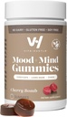VitaHustle Super Mushroom Mood + Mind Focus Gummies, Lions Mane Μανιτάρια, Reishi, Chaga, Cordyceps, Vegan, Χαμηλή ζάχαρη, Μη ΓΤΟ, Cherry Γεύση, 50 κόμης
