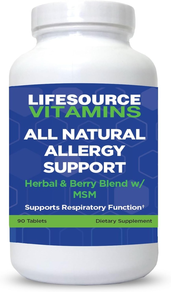 LifeSource Vitamins All Natural Allergy Support - Εποχική και πολυετή γύρη, σκόνη σπιτιού, μούχλες, κατοικίδια δαντέλα, και χημικά ρύποι - 90 κόμης