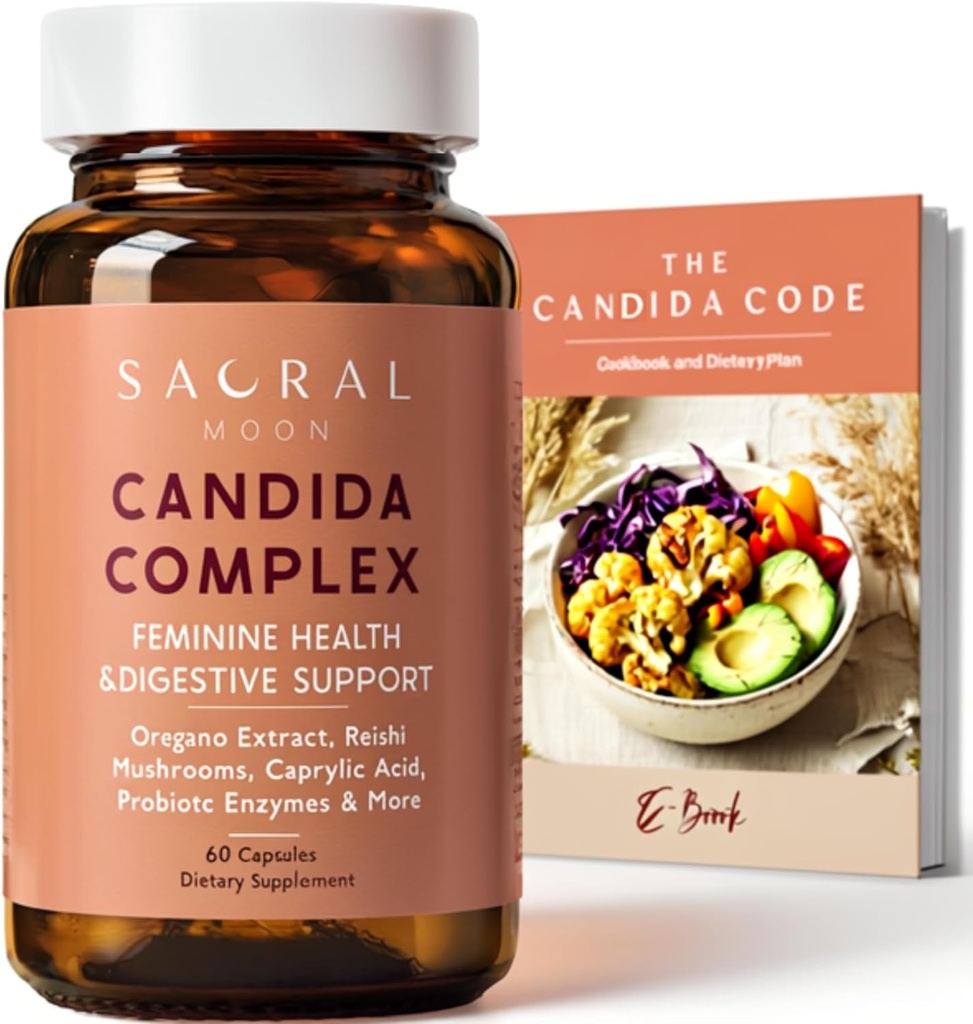Candida Cleanse για τις γυναίκες – Gut & Feminine Ισορροπία με το λάδι Orγανης, Caprylic, Probiotics, Reishi, Aloe & Black Walnut – Μπορεί να βοηθήσει στην υποστήριξη Digestive Comfort, Καθαρότητα, Καθαρό δέρμα & Κολπικό pH