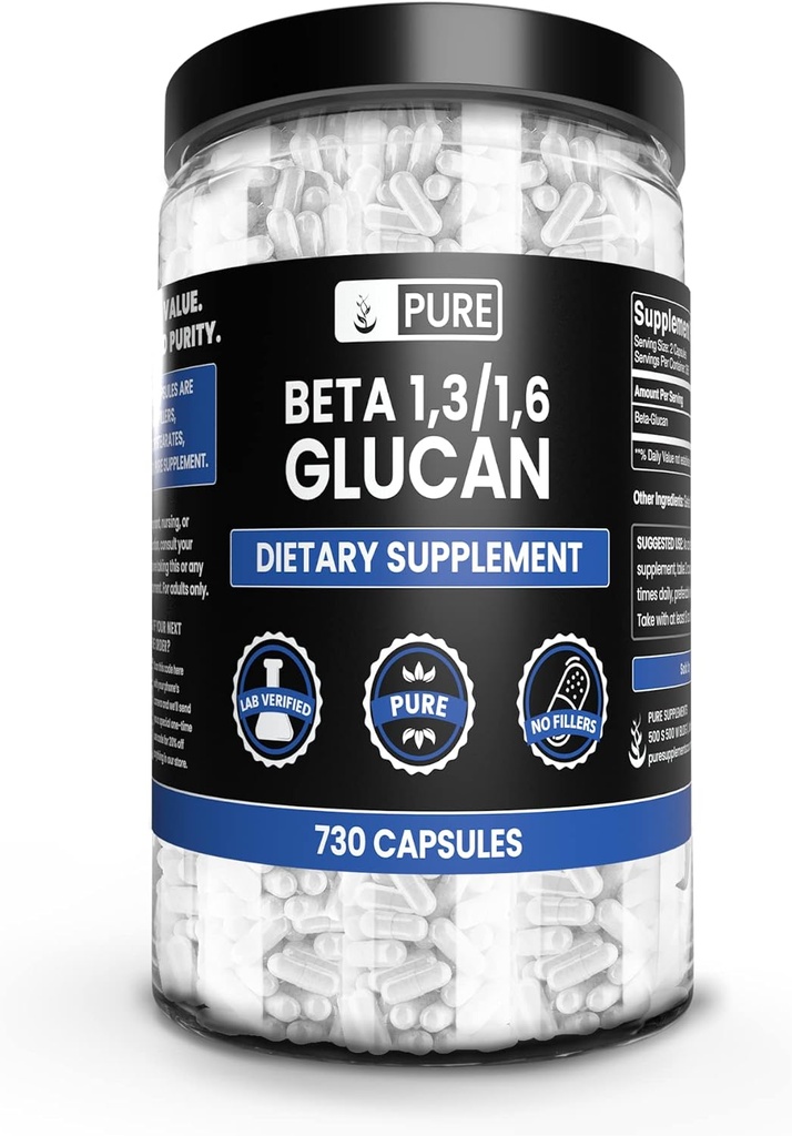 Καθαρά πρωτότυπα συστατικά Beta Glucan 1,3/1,6, (730 Count) Χωρίς μαγνήσιο ή πληρωτικά ρυζιού, πάντα καθαρό