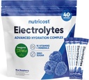 Nutricost Ηλεκτρόλυτες Πακέτα Ενυδάτωσης Σκόνης (Blue Raspberry, 40 Σερβιέτες) Χαμηλή θερμίδα Κέτο Ηλεκτρόλυτα Γλυκασμένα με Stevia - Μη ΓΤΟ, Χωρίς Γλουτένη και Χωρίς Ζάχαρη