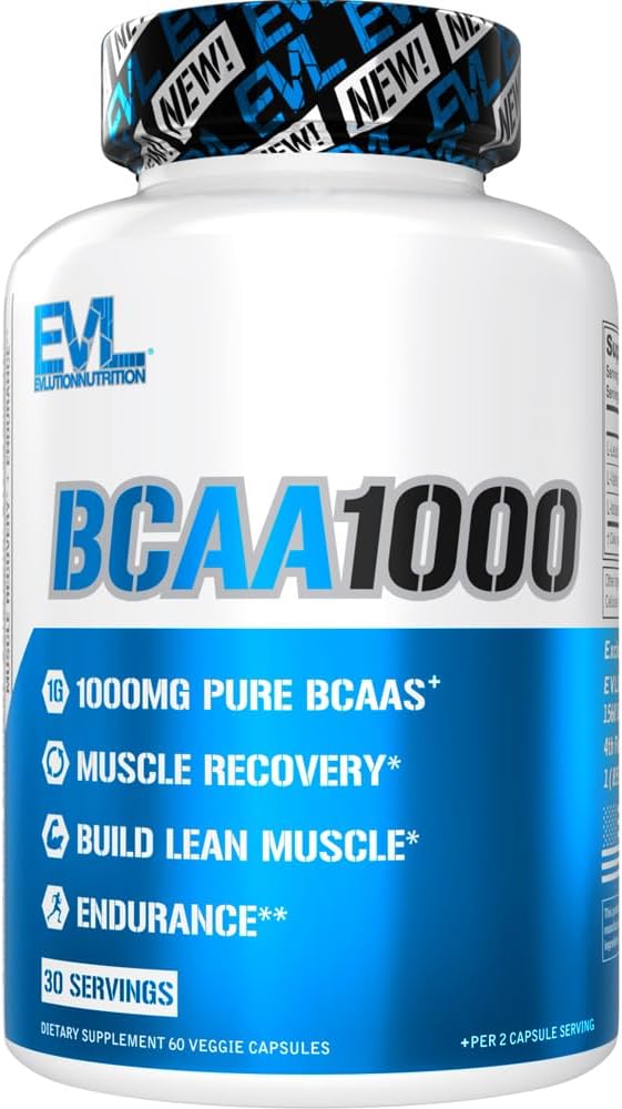 BCAAs Amino Acids συμπλήρωμα για άνδρες - EVL 2:1:1 5g κάψουλες για την αποκατάσταση μετά την προπόνηση και Lean μυών Builder για άνδρες - BCAA1000 διακλαδισμένη αλυσίδα Amino Acids συμπλήρωμα διατροφής - 30 εξυπηρετούν