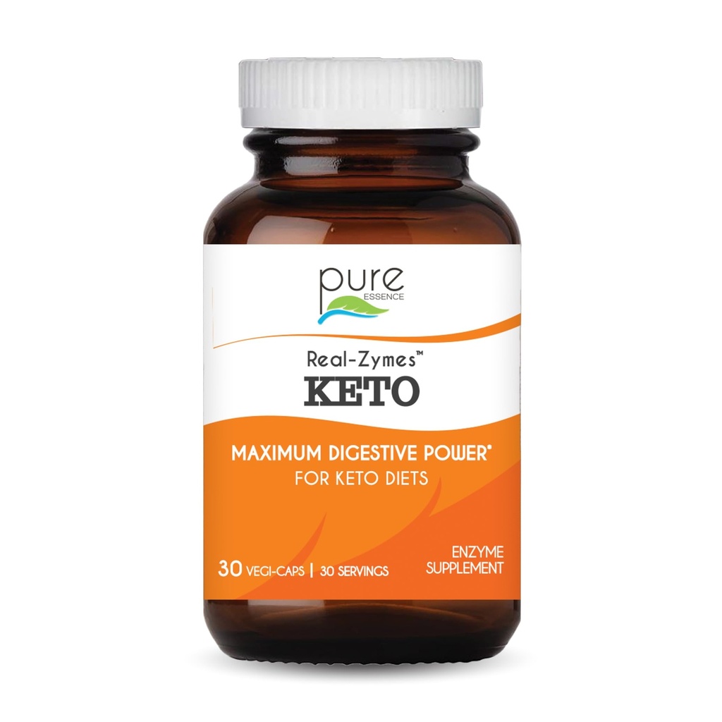 Real-ZymesTM KETO Digestive Enzymes Supplement with Probiotics for Better Digestion - Natural Support for Relief of Bloating, Gas, Belching, Diarrhea, Constipation, IBS, κλπ. - 30 Caps