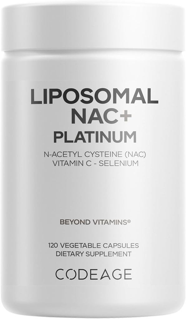 Codeage Liposomal NAC+ Platinum - N-Acetyl L-Cysteine, Vitamin C, Alpha Lipoic Acid, Selenium - 2-Month Supply - Helix Liposomal Delivery - Φωσφολιπίδια - Μη-GMO NAC Συμπλήρωμα διατροφής - 120 κάψουλες