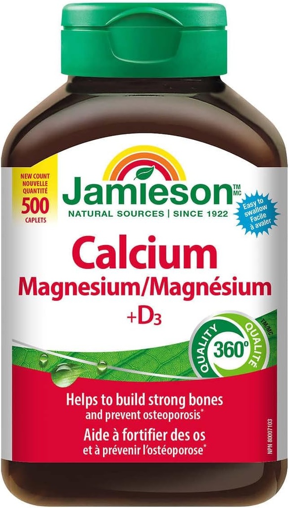 Μαγνήσιο ασβεστίου Jamison με βιταμίνη D3, 365 Caplets