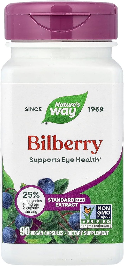 Nature's Way Bilberry Standardized Extract Veg Capsules 90 ea