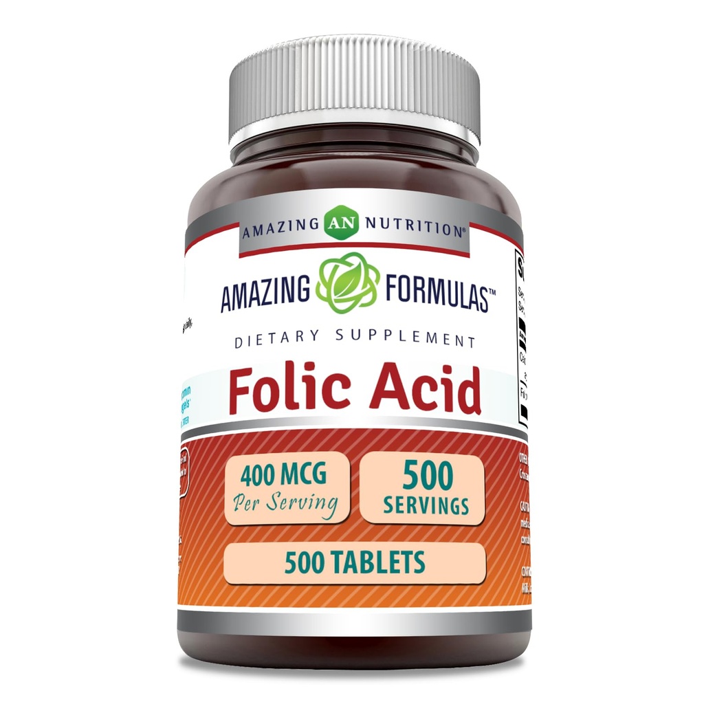 Amazing Formulas Folic Acid (Vitamin B9) 400 mcg 