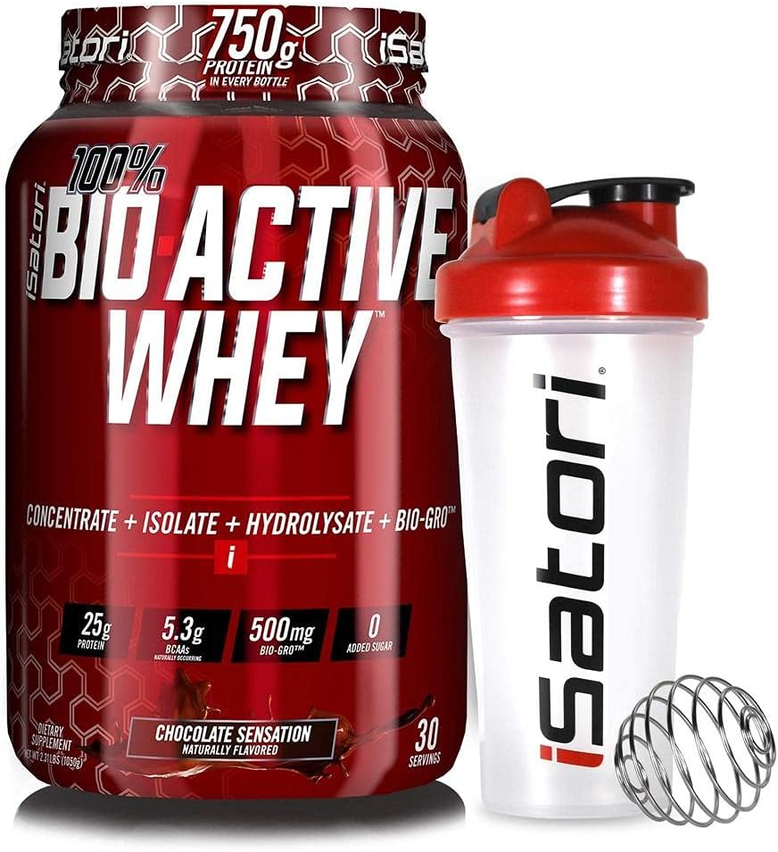 iSatori Bio-Active Whey Powder Sensation (30 σερβιέτες) & iSatori Classic Blender Bottle (Καθαριστικό μπουκάλι με κόκκινη κορυφή)