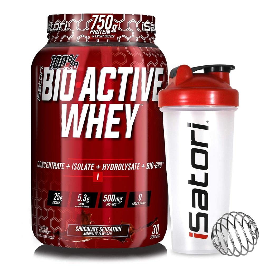 iSatori Bio-Active Whey Powder Sensation (30 σερβιέτες) & iSatori Classic Blender Bottle (Καθαριστικό μπουκάλι με κόκκινη κορυφή)