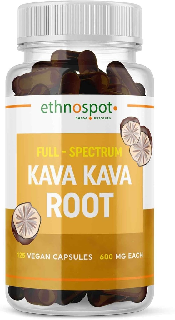 Kava Kava Root Calming Supplement Κάψουλες – Υποστηρίζει την χαλάρωση και την ισορροπία διάθεσης με το φυσικό εκχύλισμα βοτάνων Kava – Μη Χαλαρωτικό σχηματισμό, χωρίς γλουτένη – 125 κάψουλες Vegan