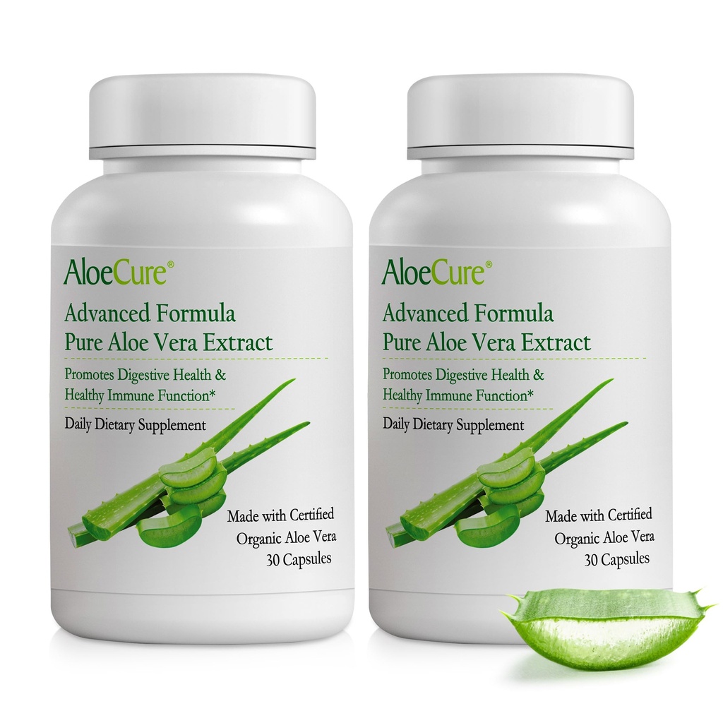 AloeCure Βιολογικές κάψουλες αλόης Vera, 160.000mg Εσωτερικό φύλλο αλόης Ισοδύναμο ανά υπηρεσία, Υποστήριξη κόκκων, Πειθαρχία, & Ανοσολογική υγεία, Βοηθά στη διατήρηση ισορροπίας στο στομάχι οξύτητα, Αλόη, 30Caps x 2Btl