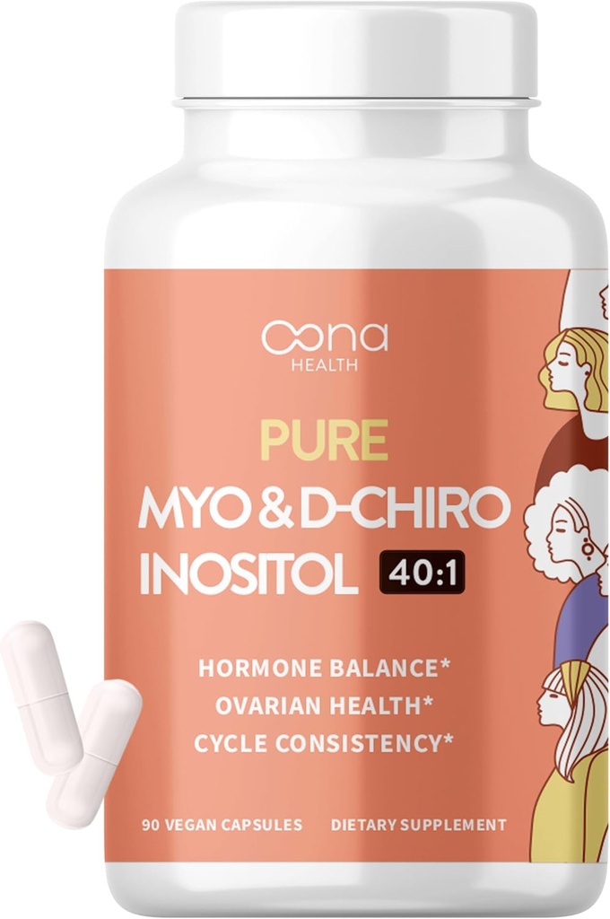 Vegan Myo-Inositol & D-Chiro Inositol συμπλήρωμα για τις γυναίκες - PCOS Relief, Ορμονική Ισορροπία, Ωοθηκική Υποστήριξη, Ovulation Υποστήριξη συμπλήρωμα - Ιδανική αναλογία 40:1-90 Cap - Συμπληρώματα γονιμότητας για τις γυναίκες