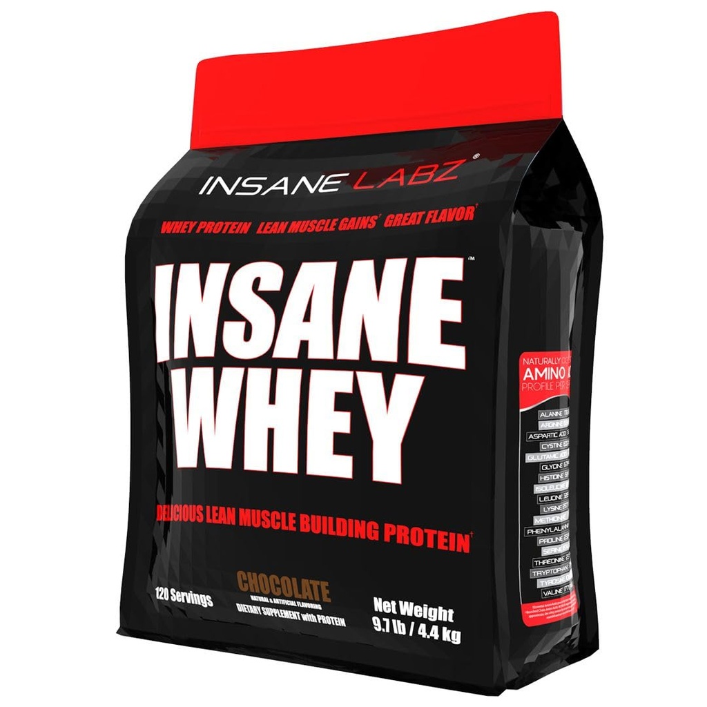 Insane Labz Insane Whey,100% πρωτεΐνη ορού ορού οικοδόμησης μυών, BCAA Amino Profile, Mass Gainer, Αντικατάσταση γεύματος (Chocolate, 120 υπηρεσίες)
