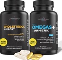 Livingood Daily Cholesterol Support, 60 Χορτοφαγικές κάψουλες - CoQ10, Φυτικές στερόλες, Φυτικές στερόλες, Μπέργκαμο, & Σκόρδο Συμπληρώματα Υποστήριξη Καρδιά Υγεία & Υγιεινή παραγωγή λιπιδίων - Μη ΓΤΟ & Vegan