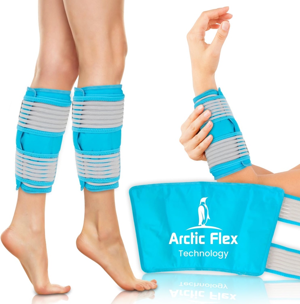 Zive Calf & Shin Wrap Ice Pack ( Ζεύγος) - Επιπλέον δύναμη ζεστό & κρύο θεραπεία για Shin Splints & Πόδι Πόνος - Ρυθμιζόμενο ιμάντες συμπίεσης για να μείνετε στη θέση - Ευέλικτη όταν κατεψυγμένα με 30+ λεπτά του κρύου