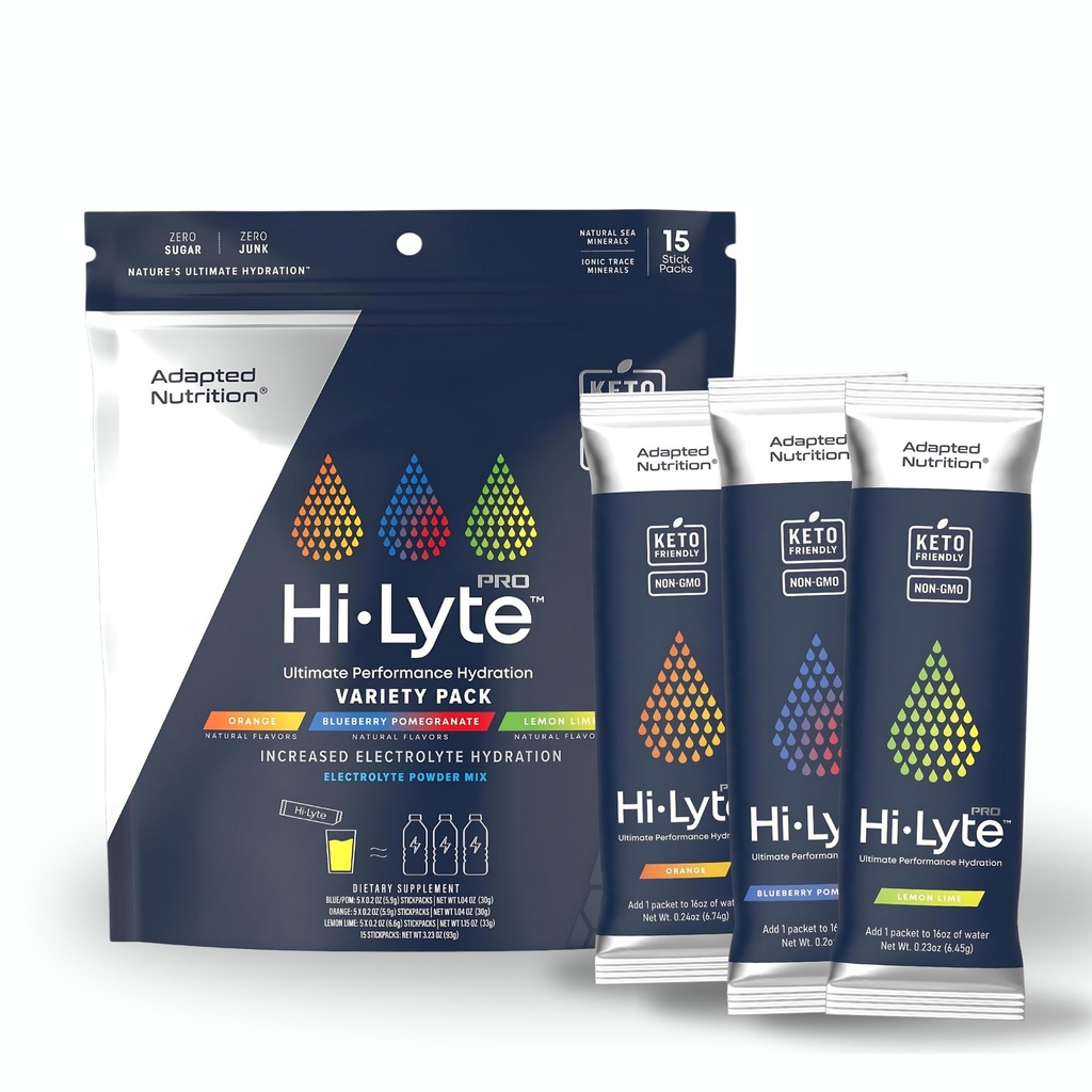 Hi-Lyte Pro Hydration Packets - 15 Individual Drink Packets | Sampler Pack | Flavored Electrolyte Powder Packets | Sugar-Free, Zero Carb, Zero Calorie