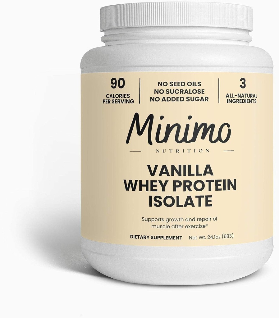 Whey Isolate Protein Powder, Vanilla, Μόνο 3 συστατικά, Whey Protein Isolate, Δεν σπορέλαια, Δεν προστίθεται ζάχαρη, Δεν Σουκραλόζη, 1,51 lbs