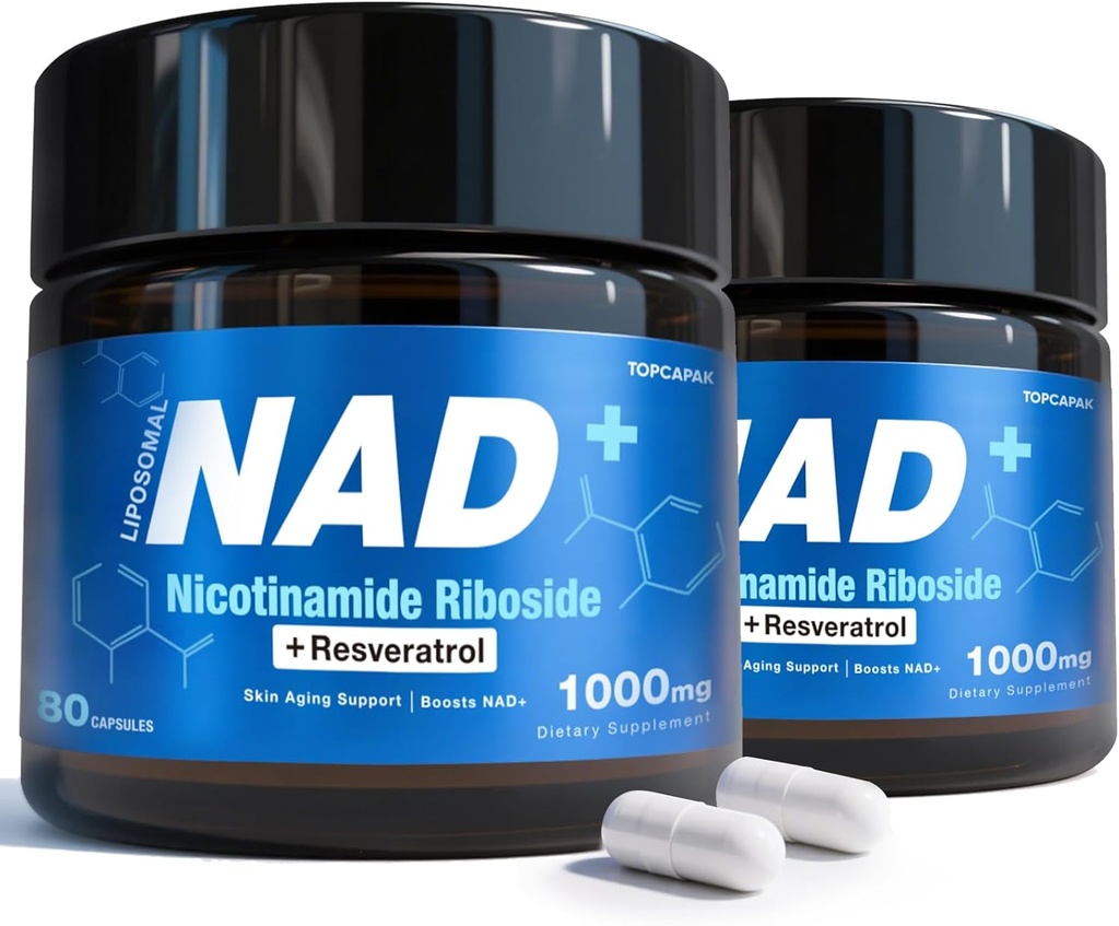 Συμπλήρωμα NAD - NAD Νικοτιναμίδη Ριβοσιδική ρεσβερατρόλη, Λιποσωμική NAD+ Συμπλήρωμα 1000mg για γυναίκες & άνδρες - Υγιεινή γήρανση, εγκέφαλος και κυτταρίτιδα ενέργεια, μη ΓΤΟ, γλουτένη-ελεύθερο 160 κάψουλες