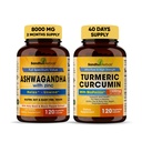 Sandhu Herbals Organic 4in1 Ashwagandha w/Zinc & Organic Turmeric Curcumin w/Bioperine Black Pepper Extract