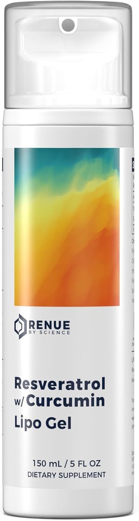 RENUE by Science Curcumin Resveratrol Supplement | Liposomal Turmeric and Resveratrol Supplement | 150ml Resveratrol wirh Curcumin Gel 125mg Resveratrol & 75mg Curcumin per Serving | Made in The USA