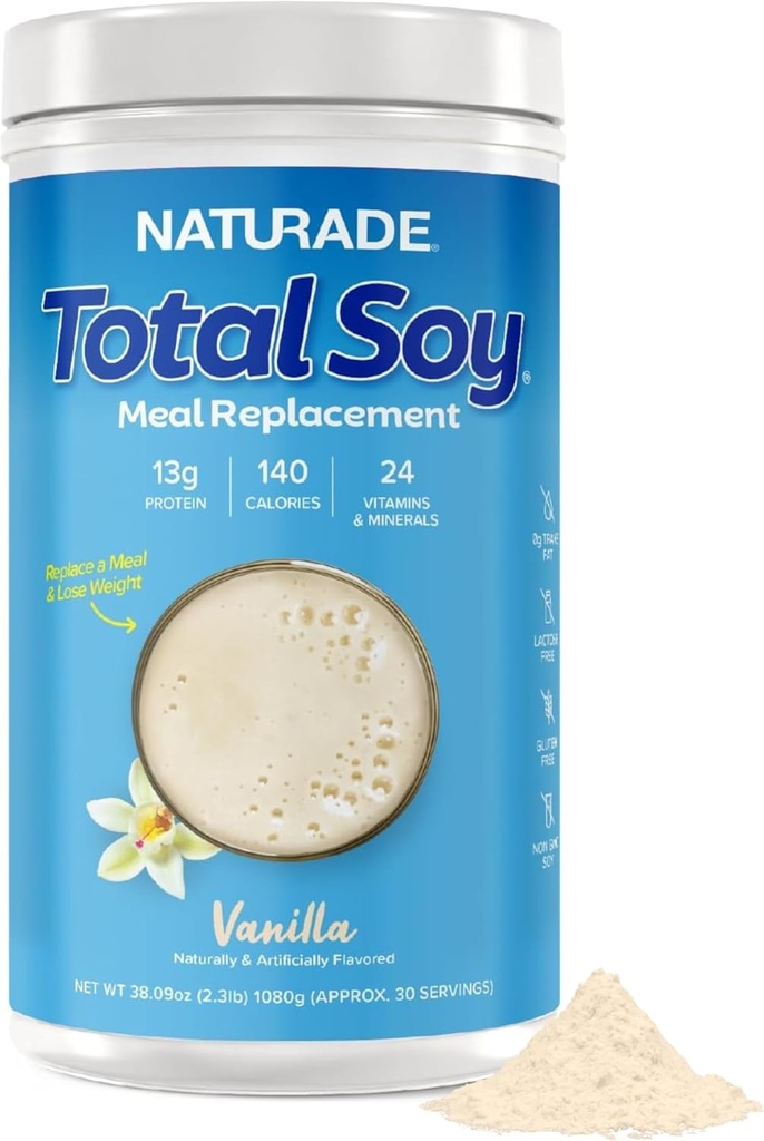 Naturade συνολική σκόνη πρωτεΐνης σόγιας - 13g πρωτεΐνη & 130 θερμίδες ανά σερβίρισμα - Zero Trans λίπος - μη GMO σόγια - Λακτόζη & Χωρίς γλουτένη - Βανίλια (30 σερβίτσια)