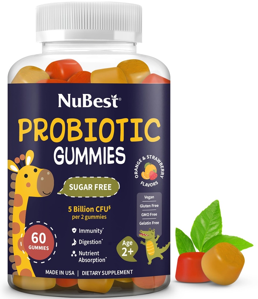 NuBest Daily Probiotic Gummies for Kids & Teens with 5 Billion CFUs 