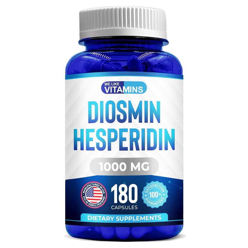 Μας αρέσουν οι βιταμίνες Diosmin Hesperidin 1000mg – 180 κάψουλες – 90 ημέρες προσφοράς - Diosmin και Hesperidin συμπλήρωμα – Βοηθά στην υποστήριξη υγιή κυκλοφορία, Veins, Capillaries, και λεμφική αποστράγγιση