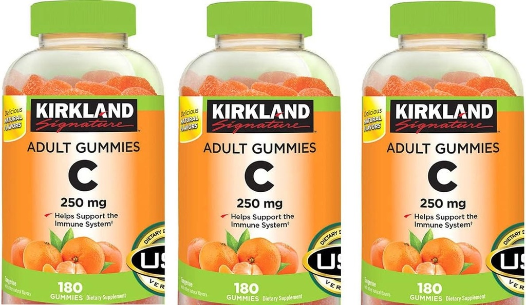 Kirkland Υπογραφή Βιταμίνη C Ενήλικας Gummies 250 mg, 180 Count (Pack of 3)