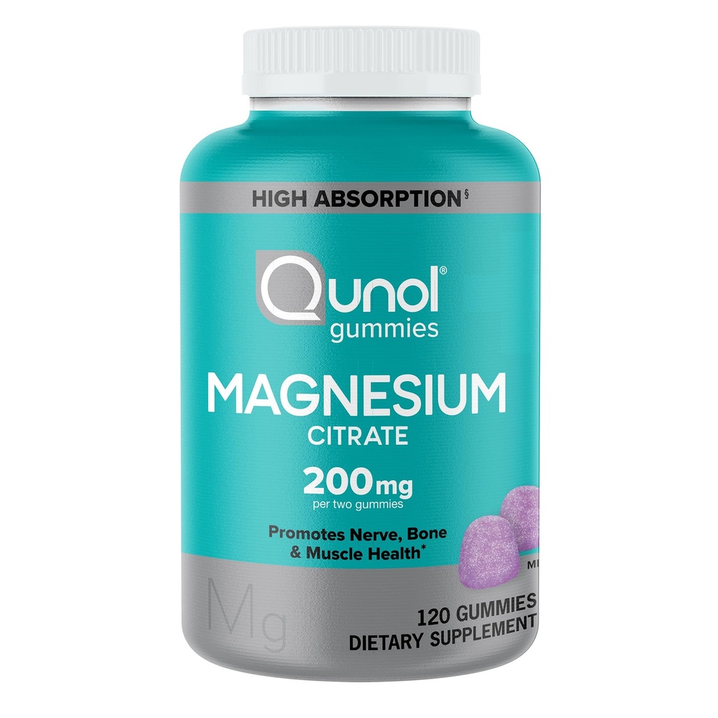 Κουνόλη Μαγνήσιο Gummies για ενήλικες, 200mg Στοιχειώδες Μαγνήσιο (από 1.750mg Μαγνήσιο Κιτρικό), Υψηλή Απορρόφηση Συμπλήρωμα Μαγνησίου, Υποστηρίζει Νεύρο, Οστά και Μυική Υγεία, Χορτοφαγικά, 120 Count