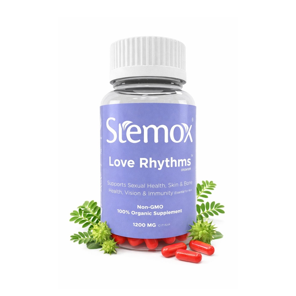 Love Rhythms L-Arginine 500MG & Tribulus Terrestris για άνδρες – Stamina & Vitality Support - Μη ΓΤΟ, 100% Βιολογικά Συμπληρώματα για άνδρες - Ενεργός τρόπος ζωής & Φυσική ευεξία - 60 κάψουλες