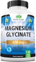 Magnesium Glycinate 450 mg per Serving – 120 Vegan Capsules (Non-GMO, Gluten-Free)