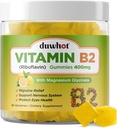 Βιταμίνη B2 Gummies με Μαγνήσιο- Ριβοφλαβίνη 400mg για Ημικρανία Ανακούφιση & Κεφαλαλγία, B2 Βιταμίνες Gummies για Ενήλικες & Παιδιά, Vegan, 60 Μασώμενα