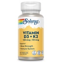 SOLARAY Vitamin D3 K2 - Συμπλήρωμα για την υγεία των οστών και το ανοσοποιητικό - με 5000 IU βιταμίνης D ως Vit D3 και 50 mcg βιταμίνης K2 ως Menoquinone MK7, Made Without Soy, 60-Day εγγύηση, 120 Serv, 120 VegCaps