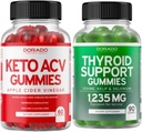 Keto ACV Gummies (60 Count) Advanced Weight Loss Formula and Thyroid Support (90 Count) συμπλήρωμα υποστήριξης με Ashwaganda, Iodine, Bladderwrack, Kelp & Schisandra - Μη-GMO, Vegan & Made in USA