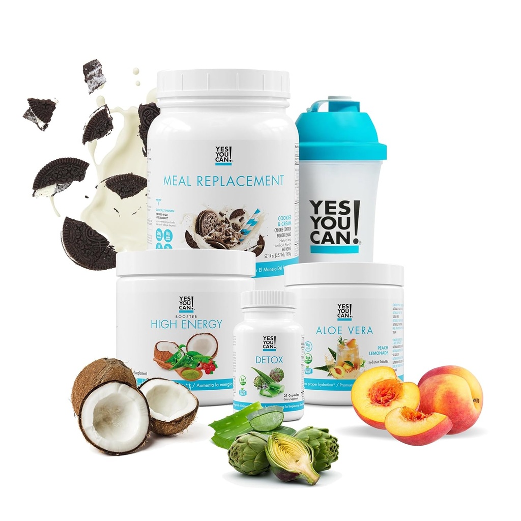 Yes You Can! Detox Plus Kit, Daily Cleanse Pure Fiber Meal Replacement Drink Mix, Shake Booster & Supplement, Body Cleanse Kit for Men and Women