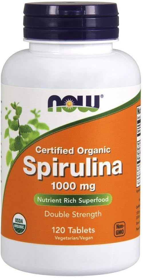 Now Foods - Certified Organic, Spirulina, 1000 mg, 120 Tablets