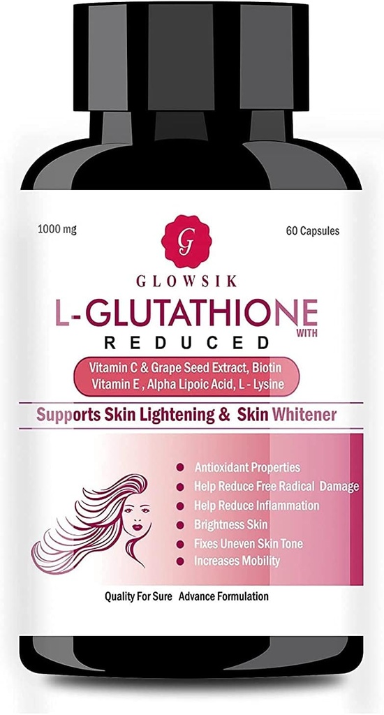 Astha L-Glutathion για το δέρμα με βιταμίνη C και σπόρους σταφυλιών, 1000 mg - 60 κάψουλες από GLOWSIK