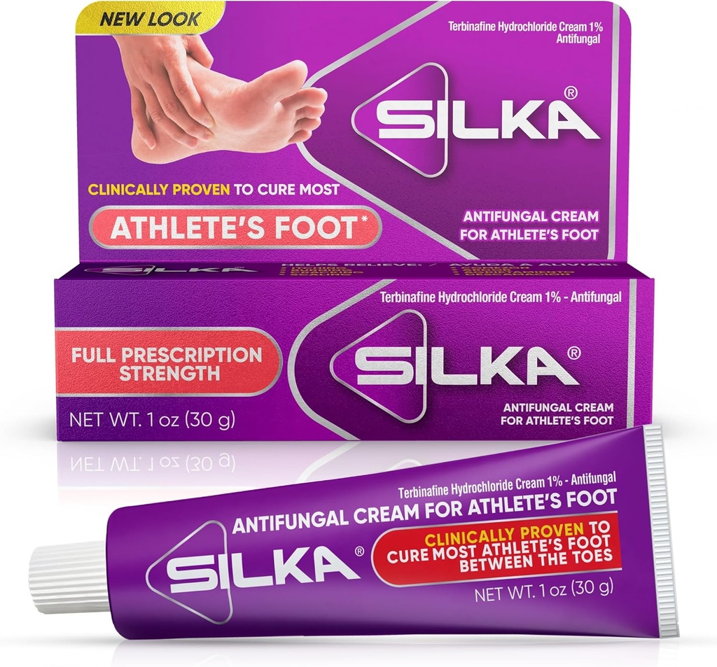 SILKA Anti-Fungal Cream, Κλινική Αντι-Fungus θεραπεία ποδιών, Jock Itch & Ringworm Remedy, μέγιστη δύναμη, γρήγορη δράση ανακούφιση από φαγούρα & καύση, 1 Oz