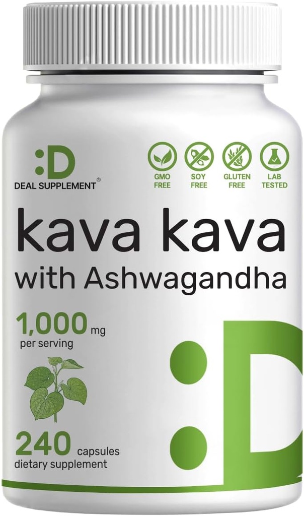 Συμπλήρωμα προσφοράς Kava Kava Kava 750mg ανά υπηρεσία, 240 κάψουλες, 4 μήνες προσφοράς – εκχύλισμα ρίζας Kava Kava με σκόνη ρίζας Ashwagandha – μη ΓΤΟ