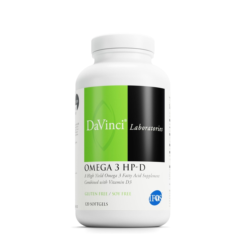 DAVINCI Labs Omega 3 HP-D - Συμπλήρωμα διατροφής για υγιείς αρθρώσεις και ανοσοποιητική, καρδιοαγγειακή και δερματική υποστήριξη - με βιταμίνη D3 και περισσότερο- χωρίς γλουτένη - Λεμόνι Γεύση - 120 Softgels