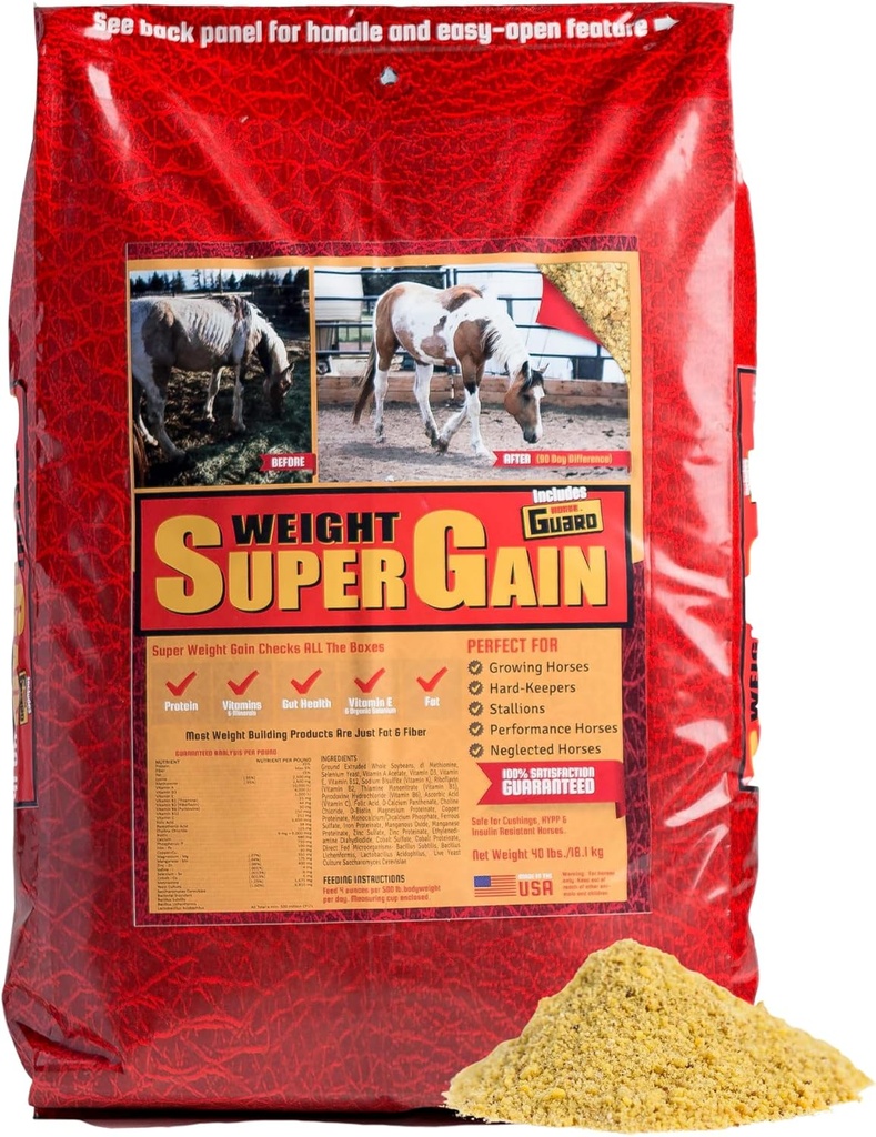 Σούπερ αύξηση βάρους 40 lb, Equine Vitamin Mineral, Probiotic & συμπλήρωμα αύξησης βάρους