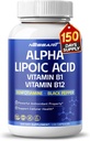 Alpha Lipoic Acid High Potency with Vitamin B1, Vitamin B12, Benfotiamine, Ubiquinol, Black Pepper - Υποστήριξη Κυτταρική Υγεία - 150 Count - Made & Tested στις ΗΠΑ