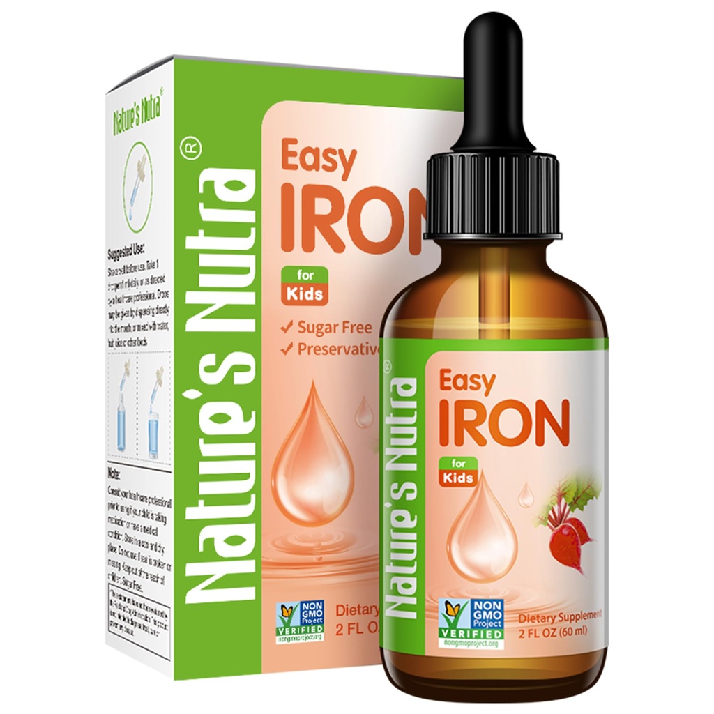 Nature's Nutra Easy Iron, Premium Liquid Iron for Baby, Infant, Kids and Children, Ferrochel, Αναιμία, Αιμοσφαιρίνη, Μη ΓΤΟ, Kosher, 2 Fl. Oz (60ml)