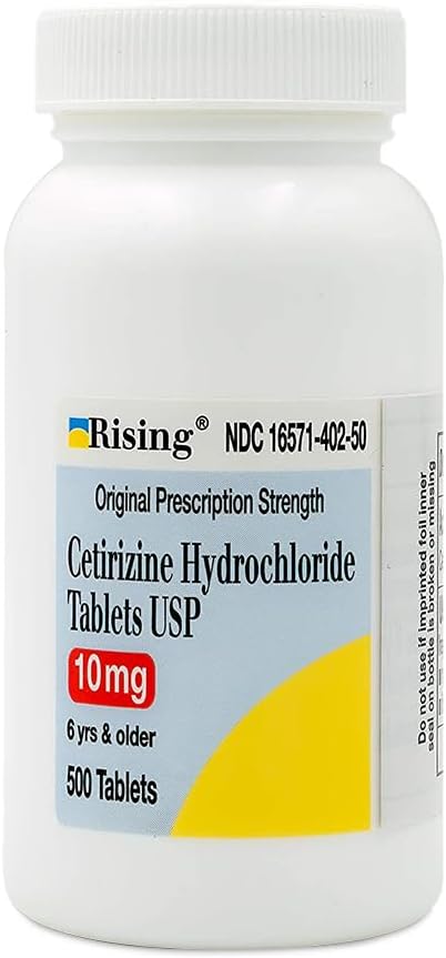 Rising Pharma - Cetirizine HCL 10 mg - Αντιισταμινική Εποχική Αλλεργία Δισκία - 500 Tabletισκία